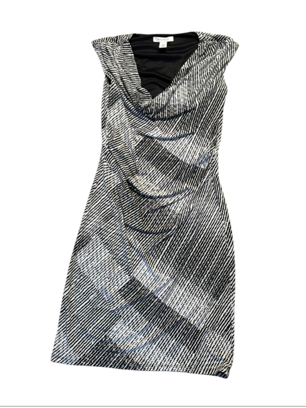 White House black market black and white cowl neck dress xs